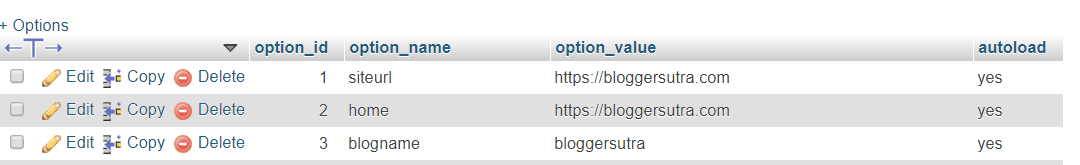 edit domain name in mysql database