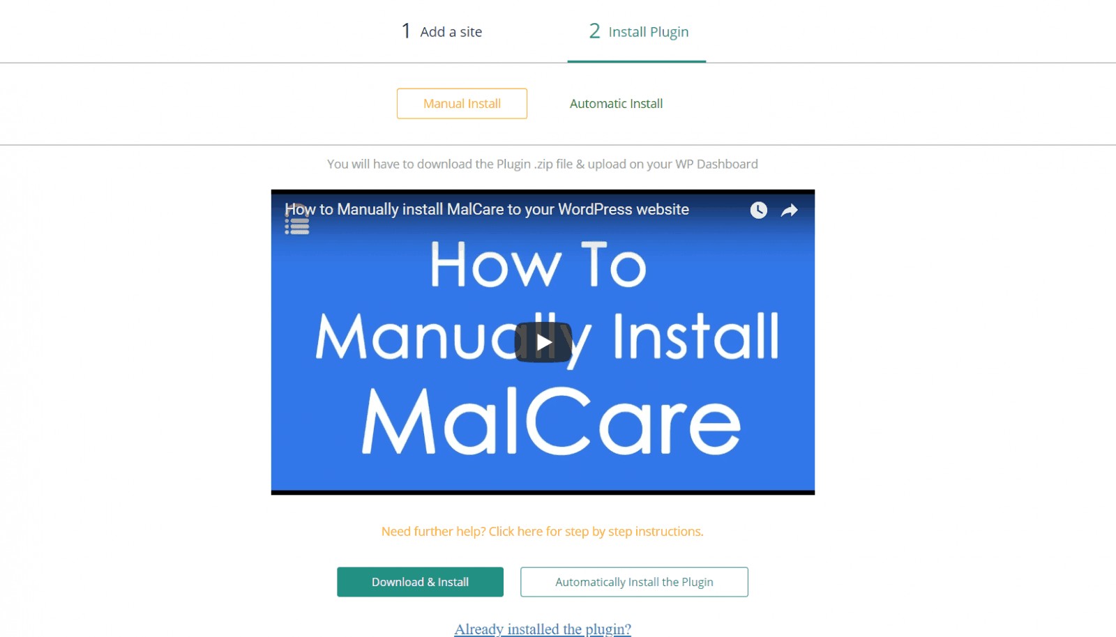 malcare install plugin