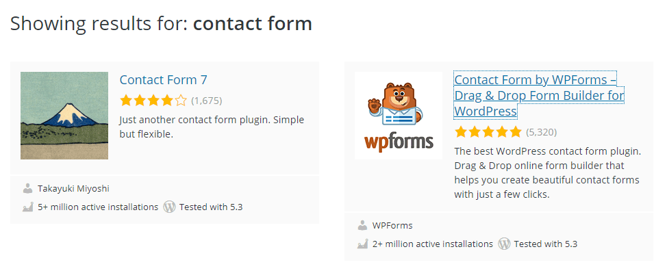 WPforms active installation