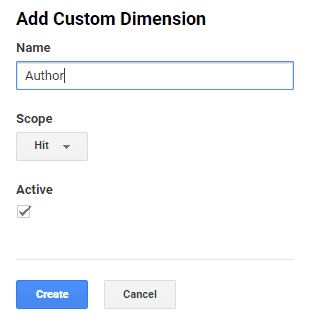 create author custom dimensions