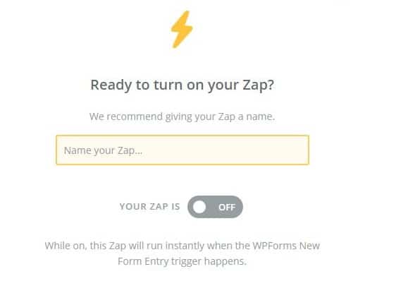 turn on zap
