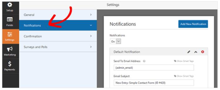 WPForms notifications