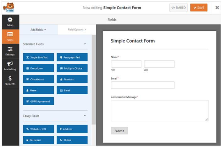 edit simple contact form