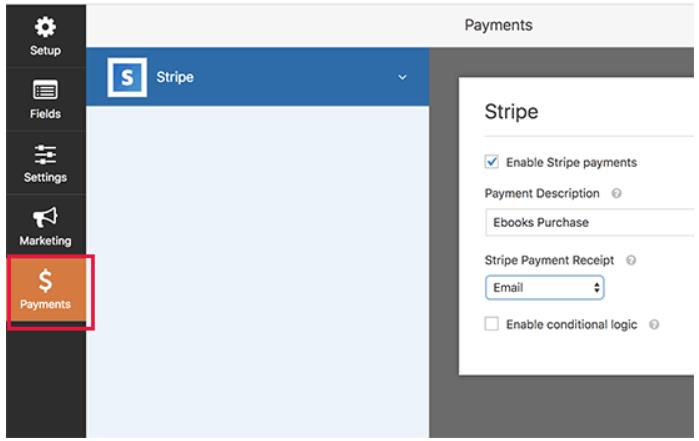 enable payments for the form