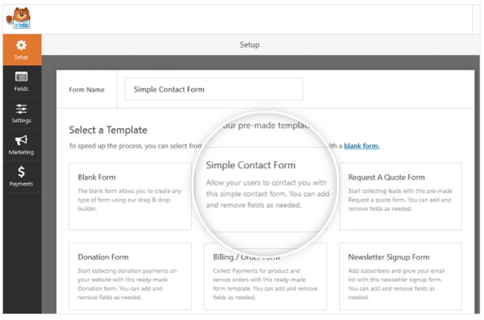 select simple contact form