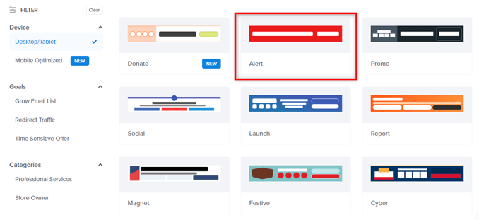 select-alert-optinmonster-campaign-template