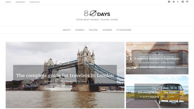 EightyDays - Travel Blog WordPress Theme