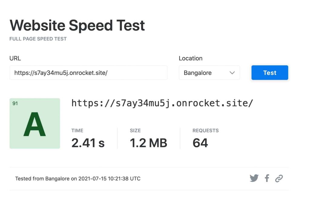 rocket.net-Speed-Test-Bangalore-first-time