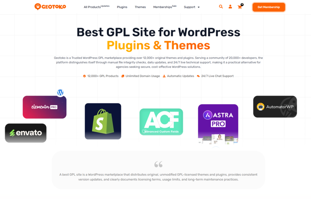 10 Best GPL Sites to Buy WordPress Plugins & Themes in 2026 3 geotoko gpl site